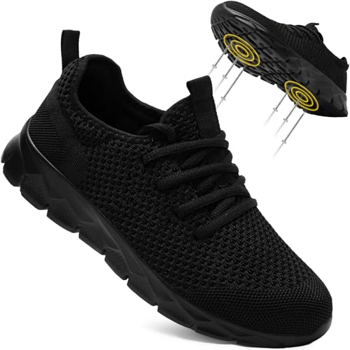 Image of Steel Toe Shoes for Men Lightweight Non Slip Work Sneakers Puncture Proof Comfortable Composite Safety Shoe Size Man 10 Black