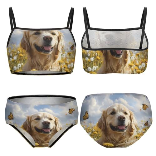 Retriever Dog Cute Dogs Girls Swimsuits Two Piece Bikini Sets Beach Sport Swimwear Bathing Suit3