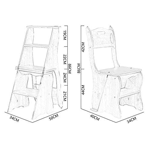 Escabeau à usages multiples et chaise d'escalier en bois portable 4 marches