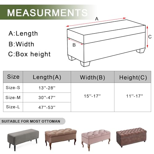 Image of FUANGUI Ottoman Cover Stretch Storage Ottoman Bench Slipcover Printed Folding Storage Bench Ottoman Cover Footrest Stool Slipcover Footstool Protector Cover with Elastic Bottom,Medium