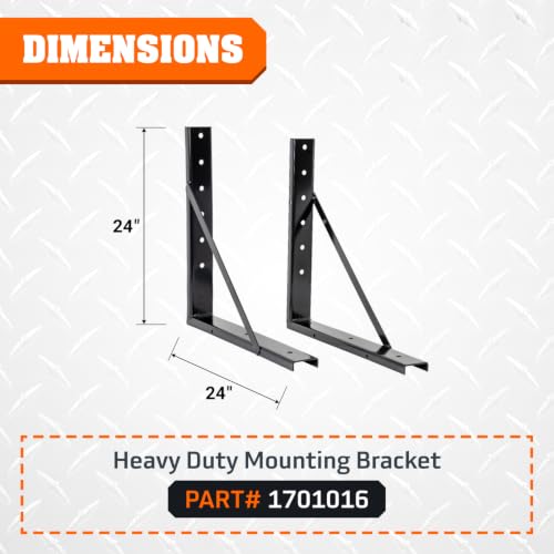 Image of Buyers Products 1701016 Formed Welded Black Steel Mounting Brackets for Underbody Truck Tool Box, Set of 2, 24 inch x 24 inch, Corrosion Resistant With Universal Hole Pattern For Quick And Easy Mounting