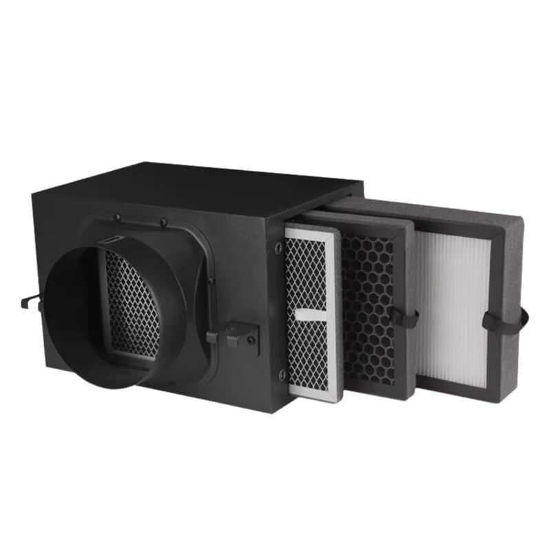 Caja de filtro de carbono HEPA de 3 capas con conductos de ventilador en línea para entrada de aire fresco, sistema de purificación de ventilación de alta eficiencia