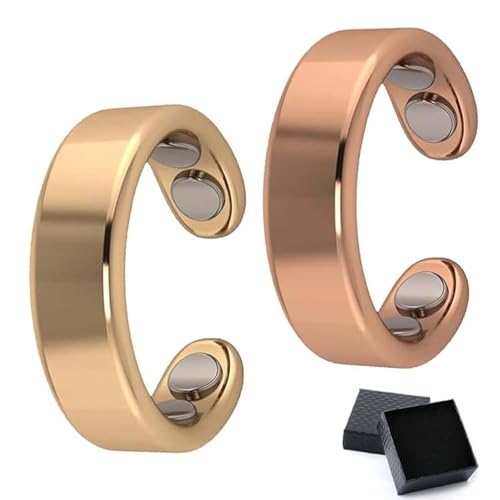 Bukbas Ring Damen Wechseljahr 2 Stück Magnetring Wechseljahre Magnetfeldtherapie Ring Anti Stress VitalRing Zur Angstreduktion & Besseren Schlafen Geschenk für Damen Herren