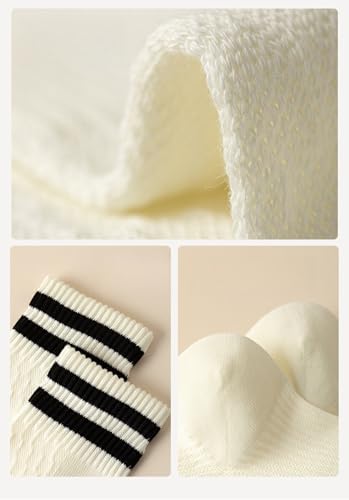 5 Pairs of Men's Striped Mid-Tube Socks, Spring & Autumn Solid Color Breathable Cotton Casual Socks2