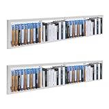 KONGKUNI 2 Pcs 34Inch CD DVD Storage Shelf Wall Mount Media Storage Rack,Video Game Organizer Shelf,White Floating Shelves for Home Bedroom Living Room Office