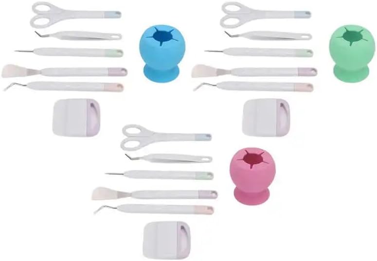 6Pcs DIY Craft Tools Easy Operation Crafting Tools with Silicone Storage Box for Paper Cutting Engraving Scrapbook - (Color: Pink)