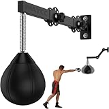 Boxball mit Aufhängung, Punching Bag, Boxball für Speed Training, Speed Bag, Reflexe Trainingsgerät mit Aufhängung, Punchingball für Boxen, Boxbirne für Speed Training, Schwarz