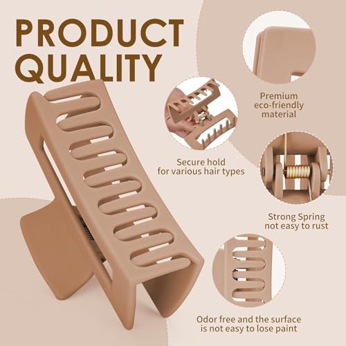 Image of ANNA CREATIONS 8 Pcs Korean Fashion Matte Hair Claw Clips Strong Hold Clutcher for Thick & Thin Hair Accessories Clutches for Women & Girls