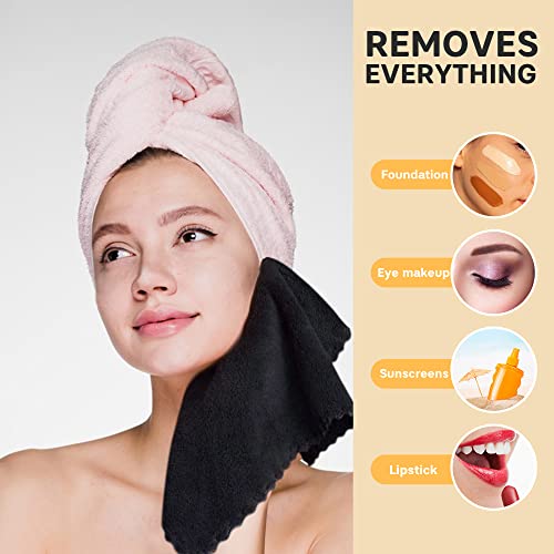 Sunland Microfiber Face Cloth Reusable Makeup Remover Facial Cleansing Towel Ultra Soft Face Washcloth 12Inchx12Inch 12 Pack Black #TOP3
