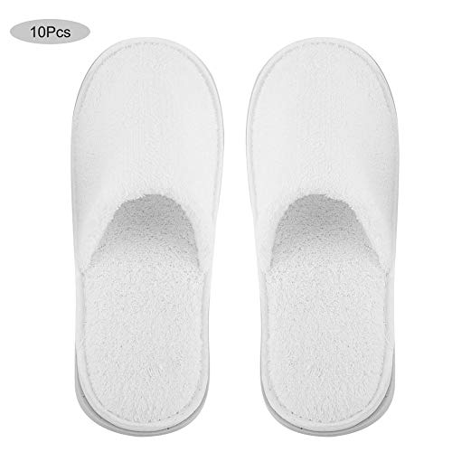 Ginyia Zapatillas Desechables, 10 Pares de Zapatillas portátiles de Terciopelo de Coral Blanco, Sanitario ecológico Ligero para el hogar, Hotel, SPA, Viajes