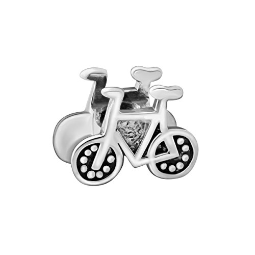 Preisvergleich Produktbild Quiges 925 Sterling Silber 3D Vertikales holländisches Fahrrad Charm Bead