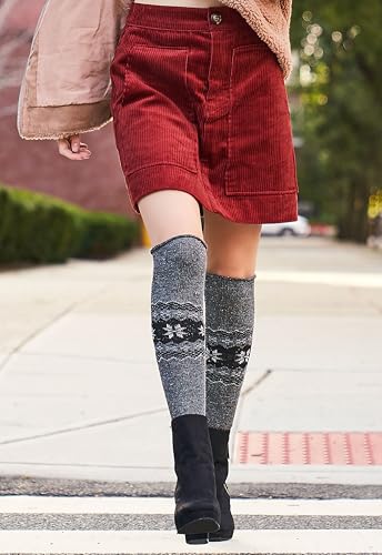 Image of MeMoi Women's Nordic Sparks Fairisle Over the Knee Socks