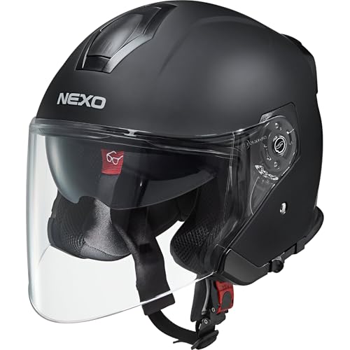 Nexo Jethelm Motorradhelm Helm Motorrad Mopedhelm Jethelm Travel 2.0 mattschwarz L, Unisex, Chopper/Cruiser, Ganzjährig, Thermoplast, matt schwarz
