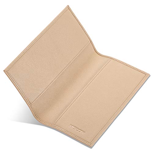 Image of HISCOW Slim Leather Checkbook Cover for Personal Checks, Premium Apricot, One Size