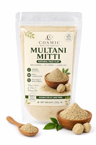 Image of Cosmic Multani Mitti Natural Face Clay Powder, 250g, Oil Control, Deep Cleansing, Acne Care, Skin Brightening, Suitable for All Skin Types