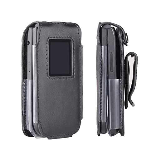 BELTRON Leather Fitted Case for Nokia 2720 V Flip Phone - Secure Form Fit Cover with Built-in Screen Protection & Rotating Metal Belt Clip (Verizon 2720V)