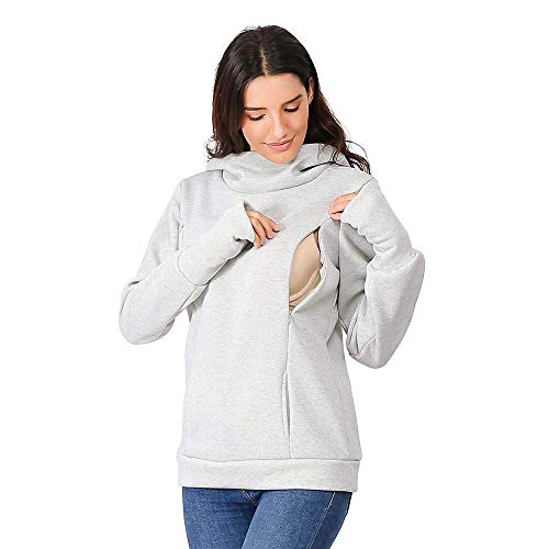 Señoras Ropa De Maternidad Embarazada Sudadera Con Capucha Cuello Vintage Alto Con Capucha Sudadera Con Capucha Lactancia Maternidad Maternidad Manga Larga Otoño Invierno Cálido Moda Suéter Outwear To