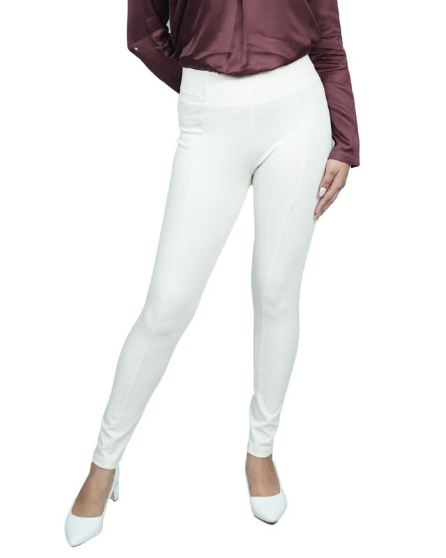Image of Mlada Slim Fit Jeggings with Elastic Waist Band for Women Office Work Formal Wear Trousers Stretch Cotton Knit High Waist Skinny Fit Jeggings Lycra Pants Travel Comfort Jeggings
