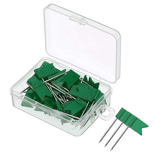 PATIKIL Drapeau Carte Pousser Épingles, 50 pcs 1 Pouce Voyage Carte Épingles avec Plastique Tête pour Liège Bulletin Tableau, Photo, Carte Suspendu, Vert