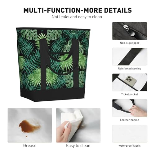 transparent palm leaf pattern Print Tote Bag Adult Heavy Duty For Picnic Beach Camping Large Capacity Insulated Tote Bag4