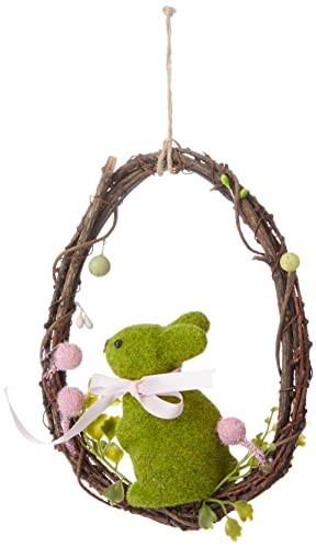 Guirlanda com coelho rosa claro e verde