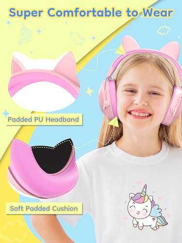 Image of Dr.meter Noise Cancelling Headphones for Kids: EM200 32dB Cute Kids Ear Protection Ear Muffs Toddler Autism Sensory Hearing Protection Noise Reduction Earmuffs for Fireworks, Concerts DIY Stickers