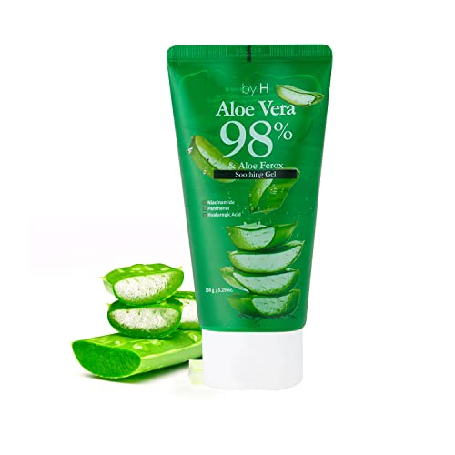 by.H Organic Aloe Vera Soothing Gel - Natural Moisturizer for Skin and Hair, Effective for Sunburns, Razor Burns, and More - Gentle, Non-Greasy Formula, Perfect for DIY Skincare [Made in Korea] (Tube Type-1Pack)
