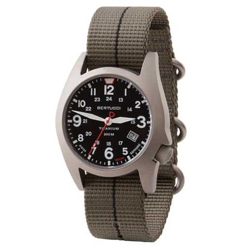 BERTUCCI® 41 mm Titanium Field Watch - A-7TS Solar - Black dial...