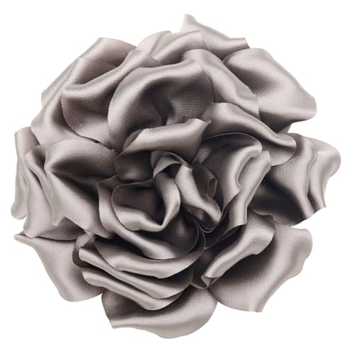 Image of Satin Fabric Rose Flower Brooches Pins for Women Elegant 3D Large Camellia Flowers Floral Lapel Pins for Valentines Day Wedding Bridal Prom Banquet Party Dress Suit Clothes Accessories