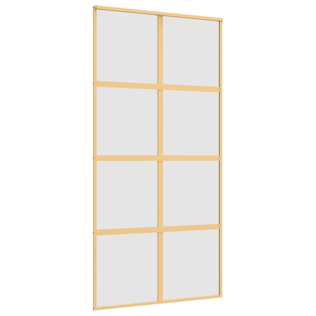Drzwi przesuwne złote 102,5 x 205 cm, matowe szkło ESG, aluminium, materiały budowlane, drzwi, drzwi domowe