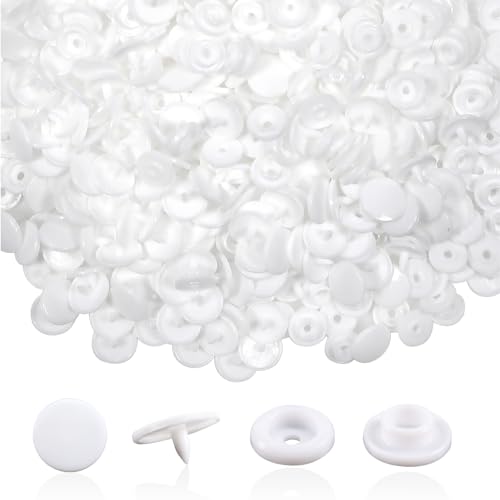 TOAOB 120 Sets T5 Snap Button Fasteners Plastic White Press Studs 12mm for DIY Clothes