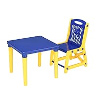 A406 Plastic Children's Table and Chair Set, Indoor Outdoor Activity Furniture, Table + 1 chair Blue and Yellow