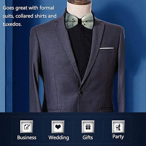Printed Adjustable Length Bow Tie, Men’s Pre-tied Comfortable for Work and Party 7