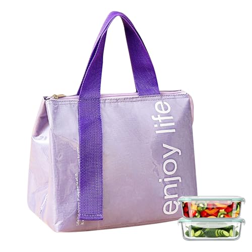 KASESSS Bolsa Termica Porta Alimentos, Bolsa Comida Trabajo, Impermeable Lunch Bag, Pequeña Lonchera de Trabajo, Bolsas Almuerzo para Picnic, Bolsas Nevera Pequeña, Oficina, Escuela, Púrpura