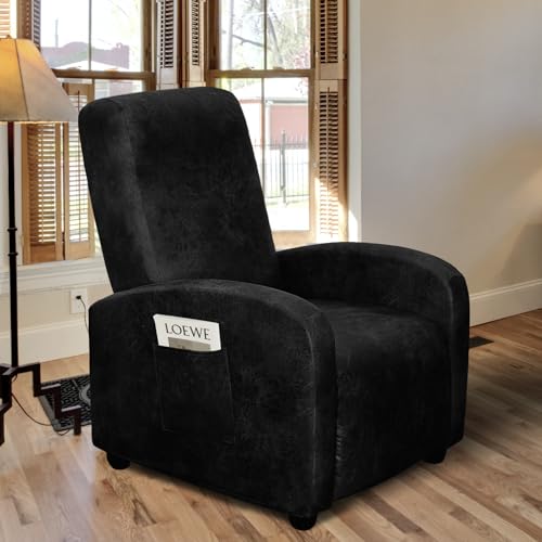 Image of ANARACHON Recliner Chair Covers Leather Look Recliner Cover 4-Piece Slipcovers for Small Reclining Chair Furniture Protector for Kids Dogs Pets Spandex Fabric Washable (1 Small Seater, 02 Black)