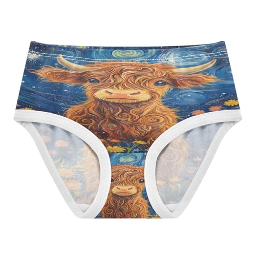 Cute Baby Highland Cow Van Gogh Starry Night Toddler Girls's Underwear 2T 202b8581