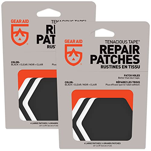 Image of GEAR AID Tenacious Tape Hex 2.5 inch Repair Patches, Clear /Black, 8 Count