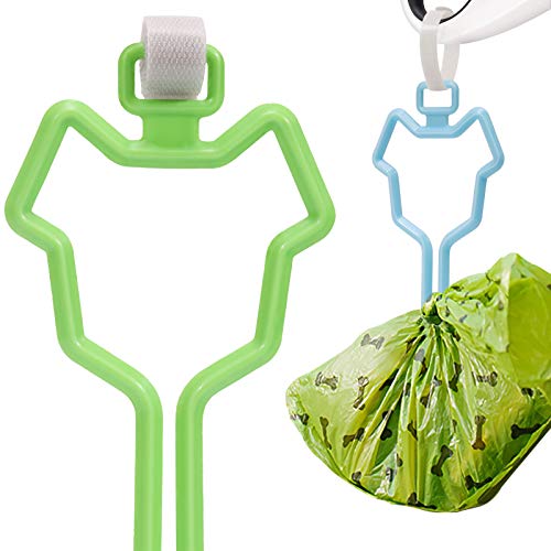 2 Pack Dog Bag Holder, Dog Poop Bag Holder withTouch Fasteners Attachment, Hands Free Waste Bag Carrier Poop Bag Holder for Leash, Adjustable Waste Bag Carrier Fit Any Leash, Poop Bag-Blue, Green