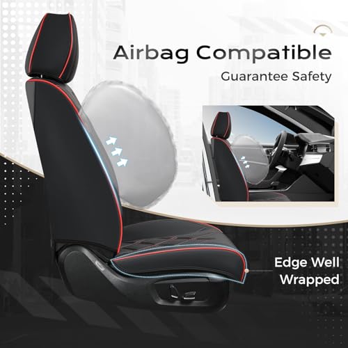 Image of Coverado Car Seat Covers Full Set, Seat Covers for Cars, Front Seat Covers and Back Seat Cover Waterproof Leather Automotive Seat Cover, Universal Car Interior Protectors Cushion for Most Cars