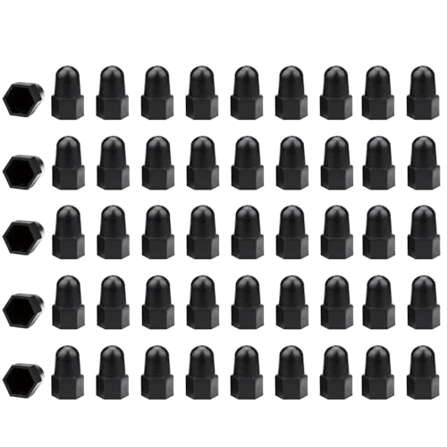 Image of Leliafleury Hex Nut Cover 50Pcs Plastic Higher Dome Bolt Nut Protection Caps Cover for Bolts, Hex Hexagon Screws (Black, M10*17 * 40)