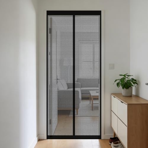 Moustiquaire magnétique 105x270 cm noir pour porte extérieure