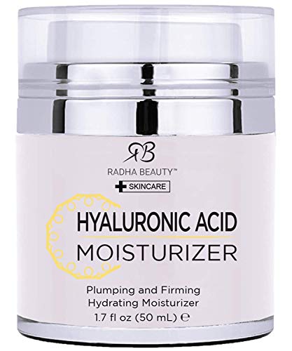 Radha Beauty Hyaluronic Moisturizer Miracle Cream for Face - with Hyaluronic Acid, Vitamin E, Green Tea with Aloe. Night and Day Moisturizing Cream 1.7 fl oz.