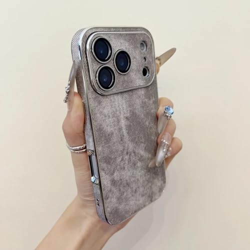 Coque de luxe en jean cowboy pour iPhone 14 Pro Max protection rétro grise