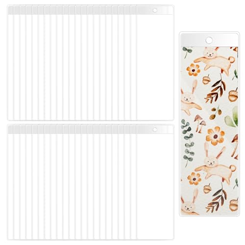 50 Pcs Plastic Bookmark Cover Holder 7.17 x 2.36 Inch Clear Photobooth Sleeves Vinyl Book Marker Covers Blank Photobooth Frames for Photo Strips Bookmarks