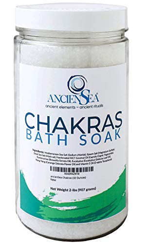 NEW Chakras Bath Salt 32 Ounces Dead Sea Salt and Epsom Salt Plus Pure Frankincense, Eucalyptus, and Ylang Ylang Essential Oils in Beautiful 2 Pounds Jar