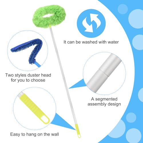 Image of PATIKIL Ceiling Fan Cleaner Duster, 12.9 inch to 59 inch, 2 in 1 Microfiber Duster Extendable Handle Fan Blade Cleaning Tool Removable Washable for Furniture Blind, Green