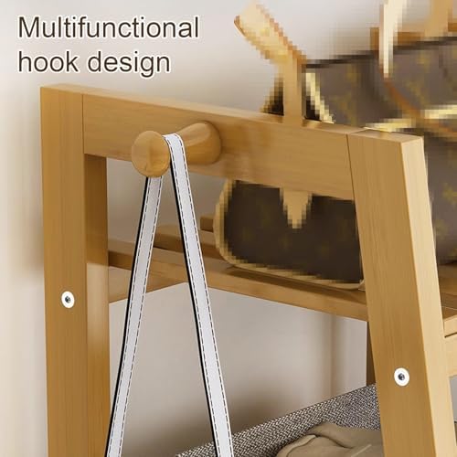 Bamboo Armoire Wardrobe Closet with Hanging Rod - Multi-Functional Organizer for Bedroom & Cloakroom Storage Solutions