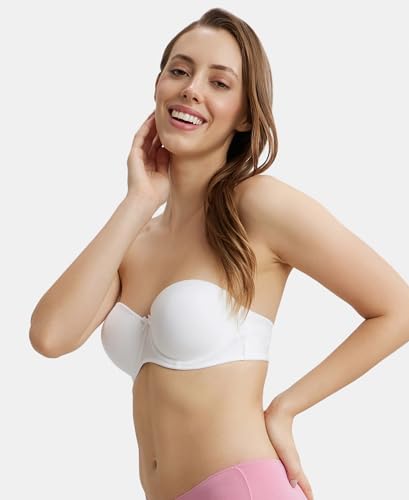 Image of Jockey FE52 Women's Under-Wired Padded Super Combed Cotton Elastane Stretch Full Coverage Multiway Styling Strapless Bra with Ultra-Grip Support Band
