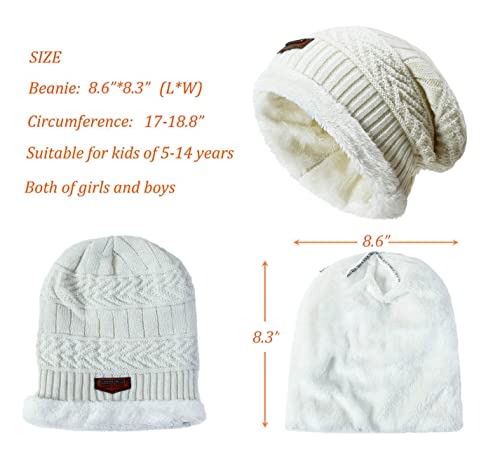 Hindawi Winter Knit Beanie Hats For Girls Warm Snow Windproof Hat Children Slouchy Skull Cap For Kids Youth (5-14 Years) #TOP4