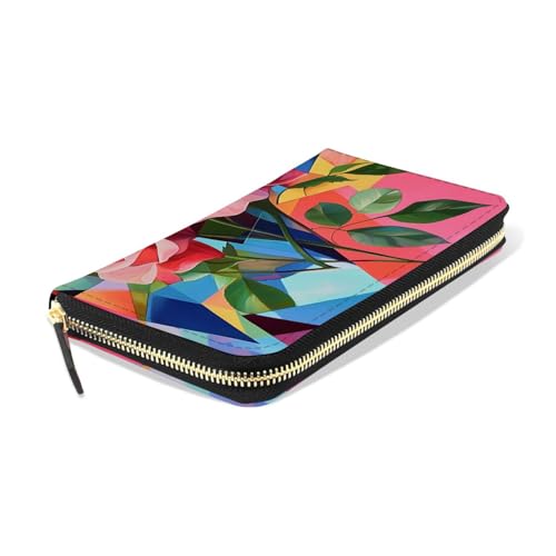 Pink Roses Women's Large Capacity Wallets Holder Wallet Credit Card Clutch Coin Pocket Pu Leather Zipper Closure Deal Gift for Women 212214003